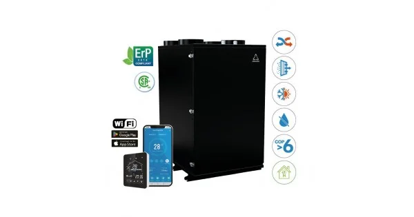 HOLTOP/AIRWOODS AV-HTPF90 központi hővisszanyerős szellőztető beépített hűtő-fűtő funkcióval, entalpia hőcserélővel, LCD-s vezérléssel, WiFi-vel Biztonságos fizetés