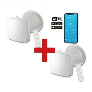 Végkiárusítás HOLTOP/AIRWOODS AV-TTW6-W Pro ISO egyhelyiséges hővisszanyerős szellőztető (2 db), automata zsaluval, WiFi csatlakozással, kültéri hangcsillapító elemmel