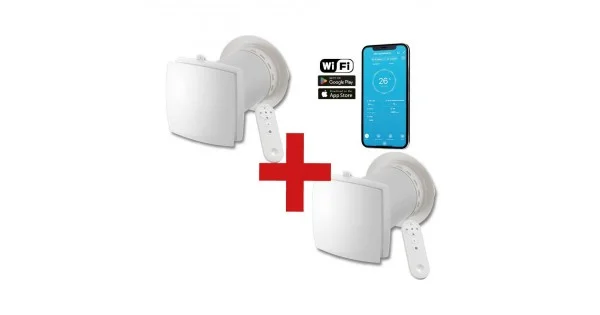 Végkiárusítás HOLTOP/AIRWOODS AV-TTW6-W Pro ISO egyhelyiséges hővisszanyerős szellőztető (2 db), automata zsaluval, WiFi csatlakozással, kültéri hangcsillapító elemmel