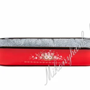 Szezonális akció Zománcozott piros cirmos tepsi 41.5cm x 27.5cm