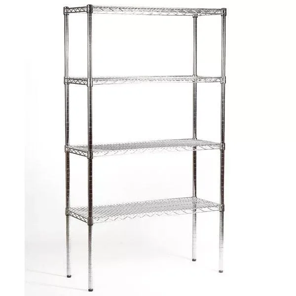 Akciós ár S201 Krómozott huzalrács polcrendszer 4 polccal, 910x460x1830mm