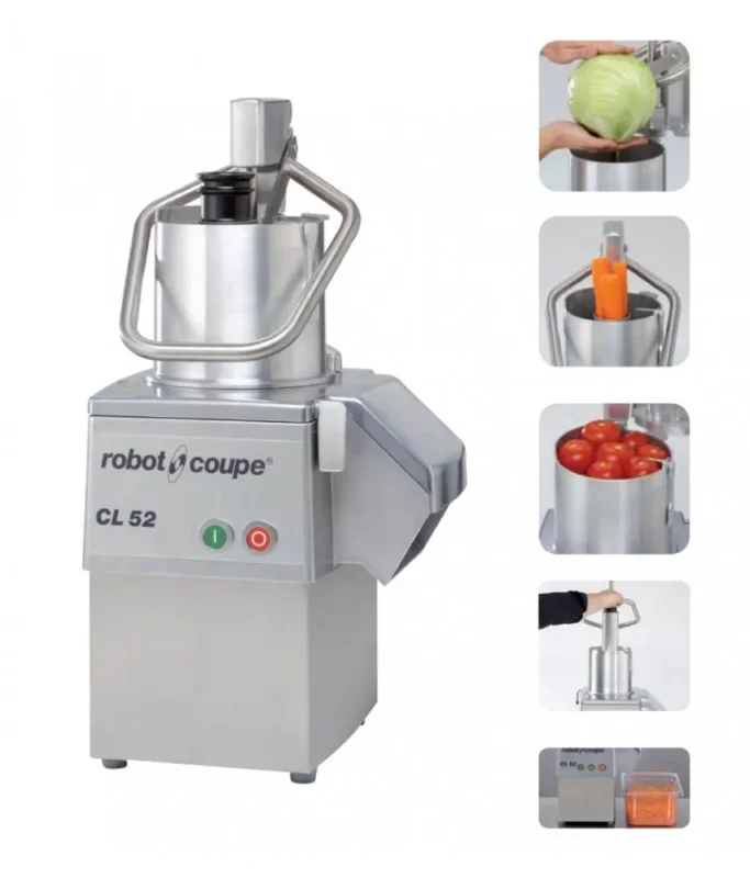 ROBOT-COUPE CL52 (400 V) Zöldségszeletelő gép kb 250 kg/h telj., nagyméretű betöltővel, 400V Szezonális akció