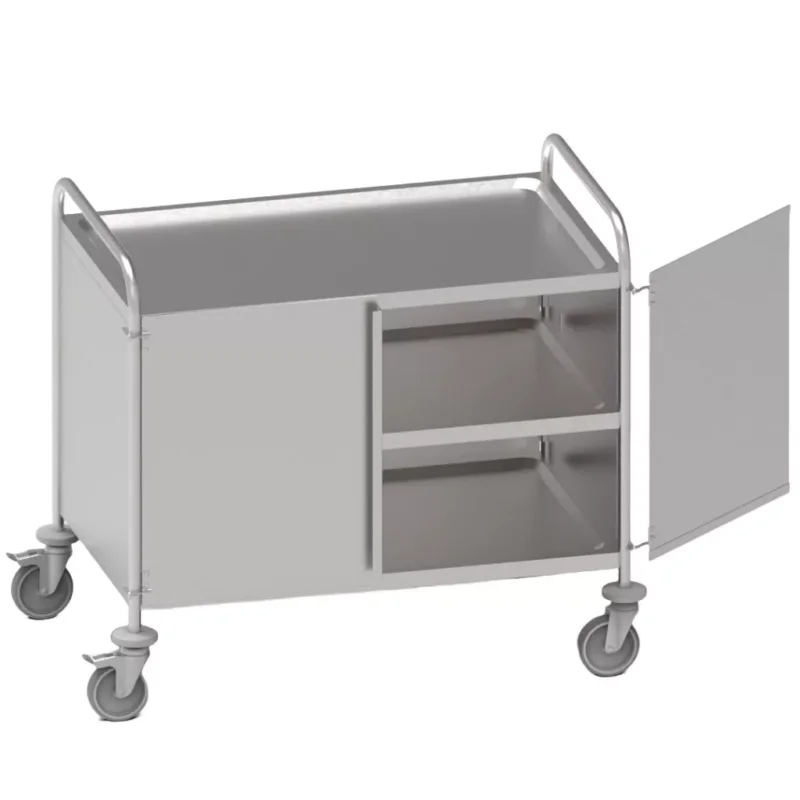Zárt szervizkocsi, nyílóajtós, háromszintes, rozsdamentes acél kivitel – METALCARRELLI 1407S.PS Vedd meg online