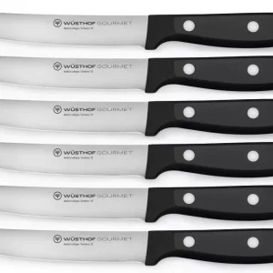 Wüsthof Gourmet 6 darabos Steakkés készlet egyenes élű 12 cm-es pengével és fekete műanyag markolattal Legjobb ár