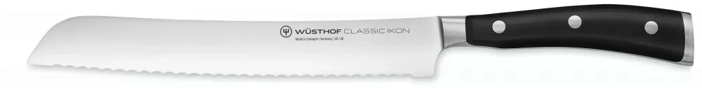 Wüsthof Classic Ikon Kenyérkés recés élű 20 cm-es pengével, fekete markolattal Gyors szállítás