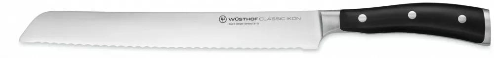 Wüsthof Classic Ikon Kenyérkés recés élű 23 cm-es pengével, fekete markolattal, díszdobozban Végkiárusítás