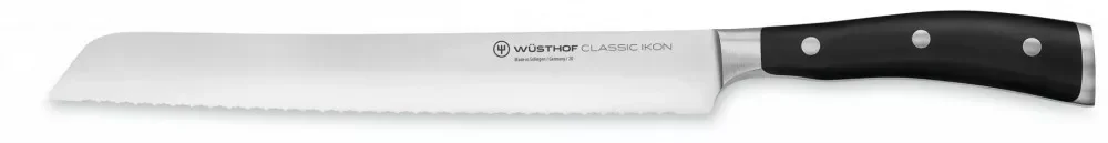 Wüsthof Classic Ikon Kenyérkés duplafogazott élű 23 cm-es pengével, fekete markolattal, díszdobozban Végkiárusítás
