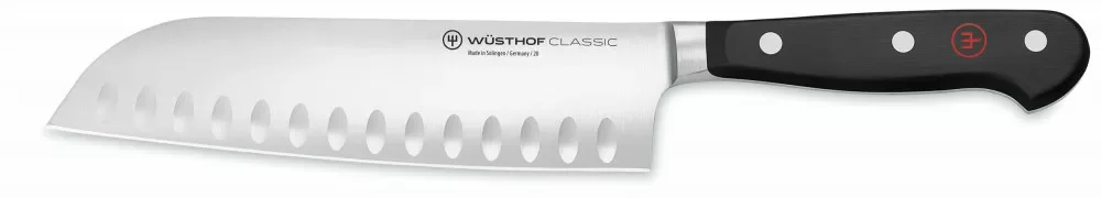 Wüsthof Classic Santoku japán szakácskés barázdált 17 cm-es pengével és fekete markolattal, díszdobozban Bestseller