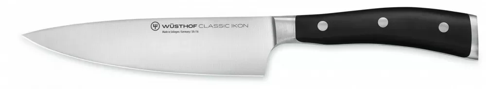 Wüsthof Classic Ikon Szakácskés egyenes élű 16 cm-es pengével, fekete markolattal Gyors szállítás