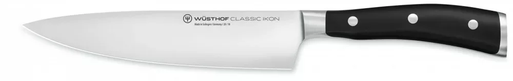Wüsthof Classic Ikon Szakácskés egyenes élű 18 cm-es pengével, fekete markolattal, díszdobozban Szuper akció
