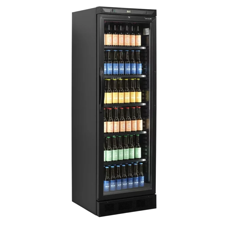 Tefcold CEV425 BLACK Üvegajtós hűtővitrin, 358/345 literes, fekete, jobbra nyíló ajtóval Ajánlat