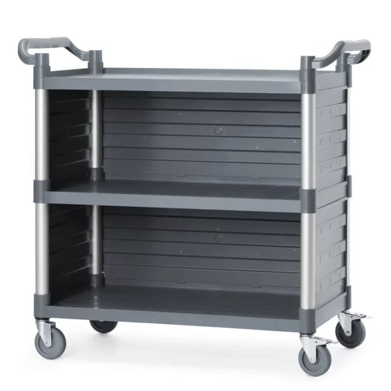 Azonnali szállítás HENDI 816271 Szervizkocsi, háromszintes, három oldalról zárt, polipropilén kivitel, polcméret 842x486 mm