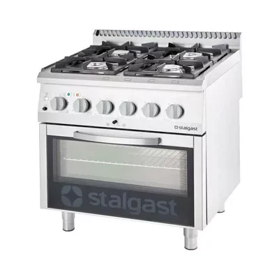 Stalgast - gáztűzhely 4 égős 800x700x850 mm 24 kW légkeveréses sütővel - 9715310 Bestseller
