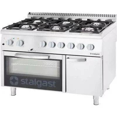 Exkluzív ajánlat Stalgast - gáztűzhely 6 égős 1200x700x850 mm 36,5 kW statikus sütővel - 9718210