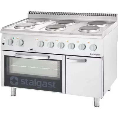 Stalgast - villanytűzhely 6 lapos 1200x700x850 mm 22,4 kW légkeveréses sütővel - 9717000 Csak ma