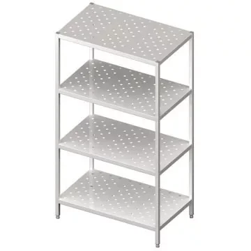 Stalgast - Rozsdamentes perforált polcos állvány, 4 polccal - 1000x700x1800 mm Prémium