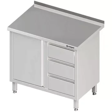 Vedd meg most Stalgast - Rm neutrális pult ajtóval és fiókkal, hátsó felhajtással 1000x700x850 mm