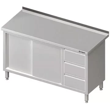 Stalgast - Rm neutrális pult, tolóajtóval és fiókkal, hátsó felhajtással 1200x600x850 mm Azonnal elérhető