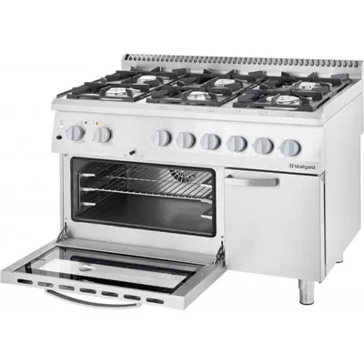 Ajánlat Stalgast - Gáztűzhely légkeveréses sütővel, 6 égős, 32,5kW, 1200x700x850 mm - 9717110