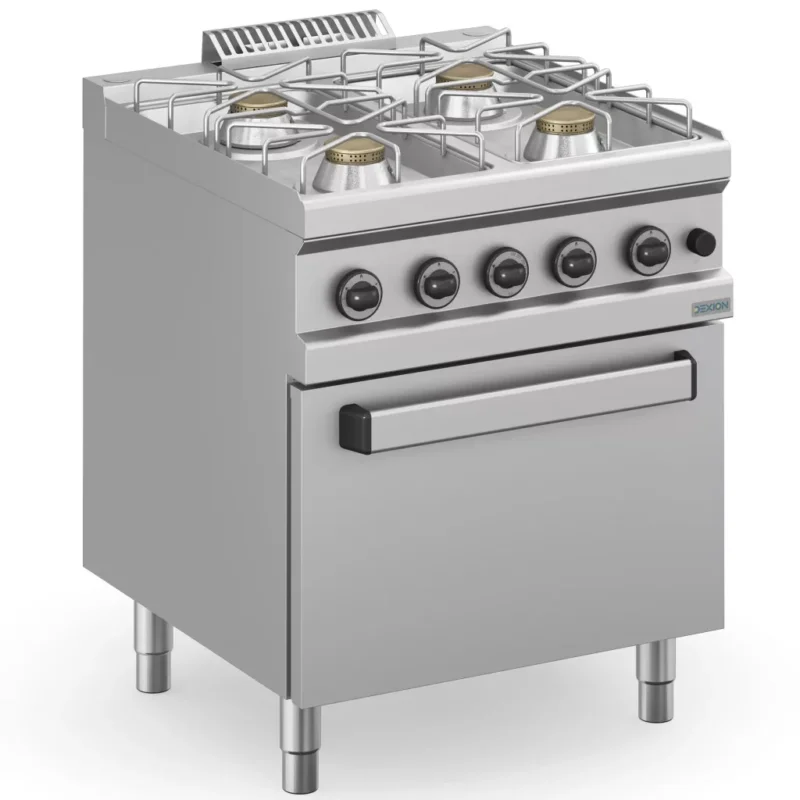 Dexion - Gáztűzhely 4 égős gázüzemű sütővel 700x714x850 mm szabadonálló (DXMFB77FGXS) Szuper ajánlat