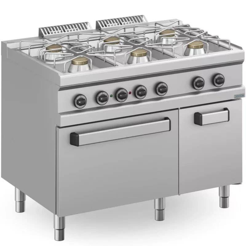 Alacsony ár Dexion - Gáztűzhely 6 égős 400V-os elektromos sütővel 1100x714x850 mm szabadonálló (DXMFB711AFEXS)