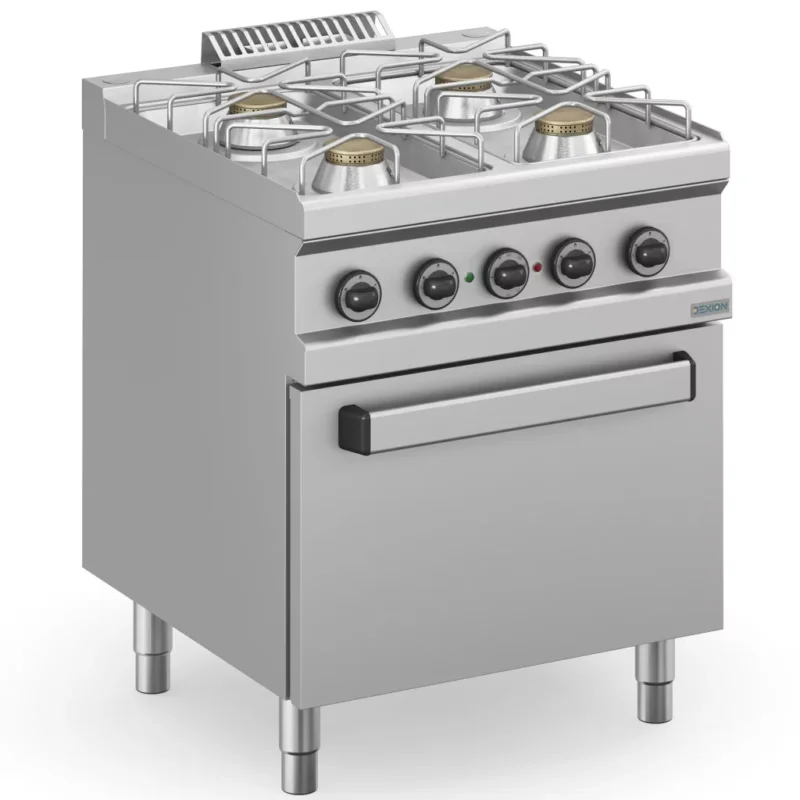 Dexion - Gáztűzhely 4 égős légkeveréses elektromos sütővel 700x140x850 mm szabadonálló (DXMFB77FEVXS) Ajánlat