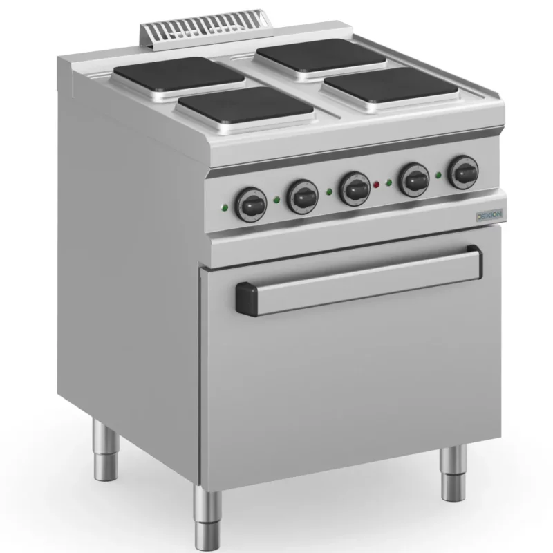 Dexion - Villanytűzhely 4 szögletes főzőlapos, sütővel 400V 700x714x850 mm szabadonálló (DXMPQ77FE) Expressz kézbesítés