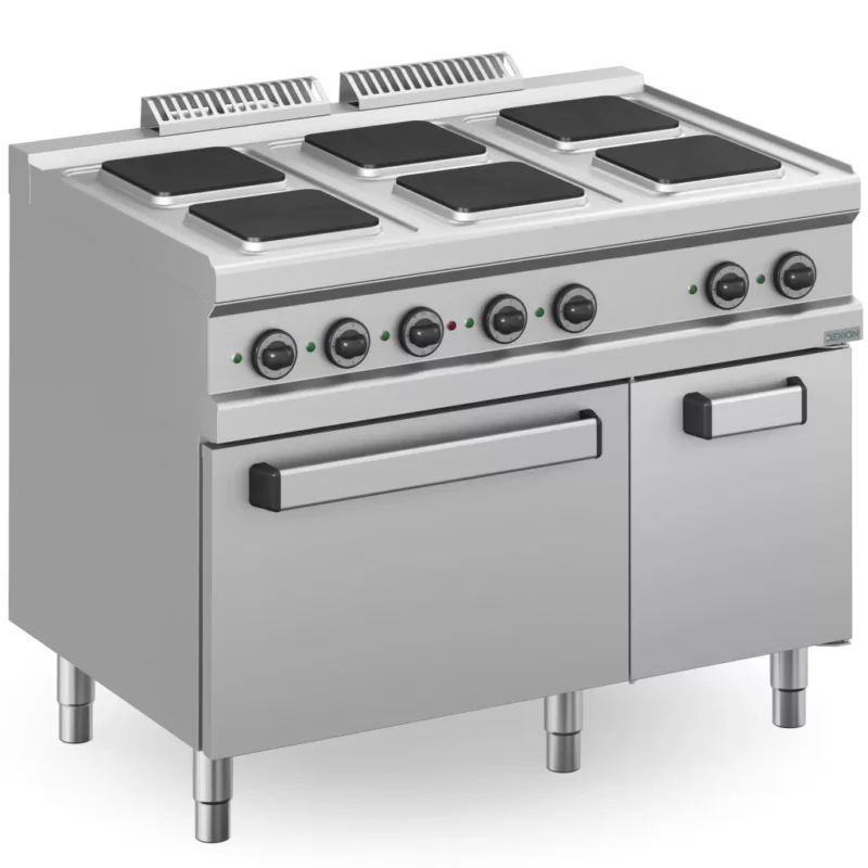 Dexion - Villanytűzhely 6 szögletes főzőlapos, sütővel 400V 1100x714x850 mm szabadonálló (DXMPQ711FE) Olcsóbb