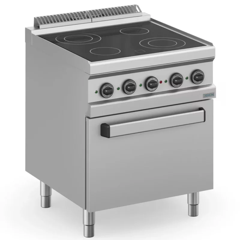 Kedvezményes ár Dexion - Kerámia főzőlap 4 főzőzónával, sütővel 400V 700x714x850 mm szabadonálló (DXMVC77FE)