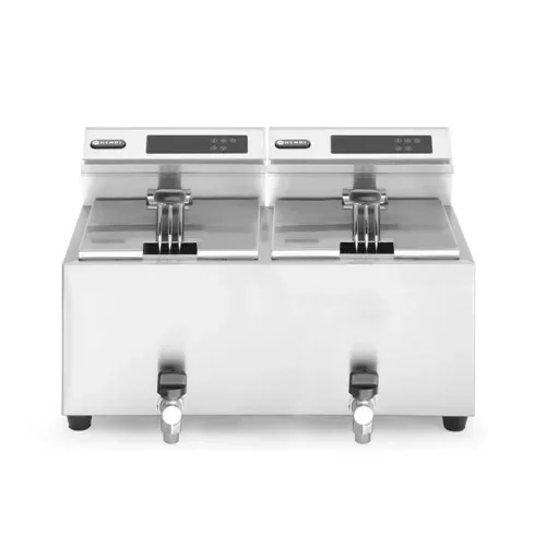 Bestseller Hendi - Elektromos olajsütő, fritőz, digitális, leeresztő csappal 2 x 8 liter 7 kW