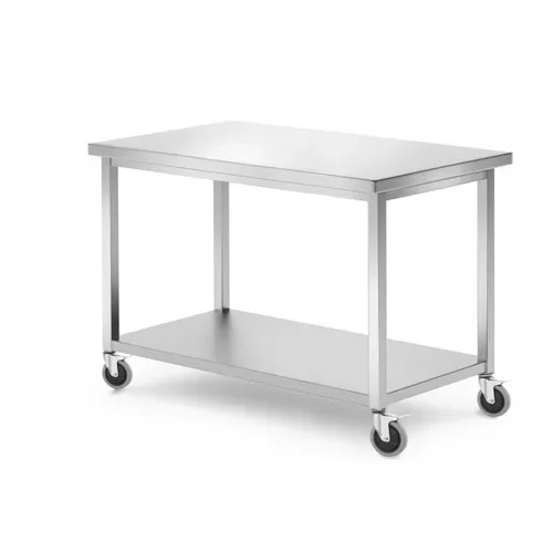 Gyors kiszállítás Hendi - Rm munkaasztal alsó polccal, kerekekkel 1200x600x850mm