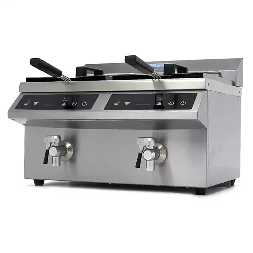 Maxima - Elektromos olajsütő, fritőz, érintőképernyővel, leeresztő csappal, 2 x 8 liter, 2 x 3,5 kW Akciós ár