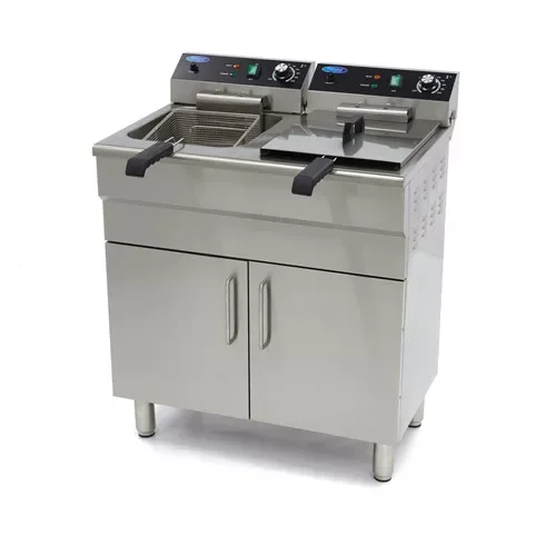 Expressz kézbesítés Maxima - Elektromos olajsütő, fritőz, állvánnyal, leeresztő csappal 2x16 liter, 2 x 5 kW