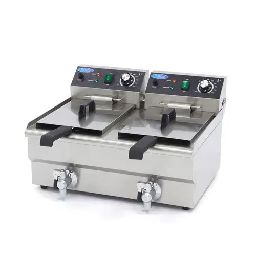 Maxima - Elektromos olajsütő, fritőz, leeresztő csappal, 2 x 10 liter 6kW Legnépszerűbb