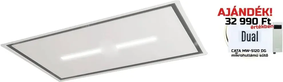 Sirius SLT-971 LESS 120 EM TW H160 fehér üveg motor nélkül ! mennyezetbe építhető páraelszívó Vedd meg most