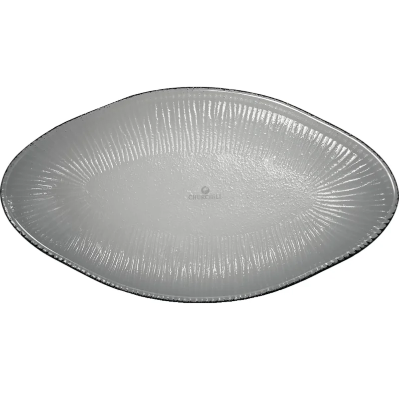 Árengedmény CHURCHILL Bamboo glass lapos, ovális tányér, Üveg, Hossz 300 mm, Szélesség 162 mm