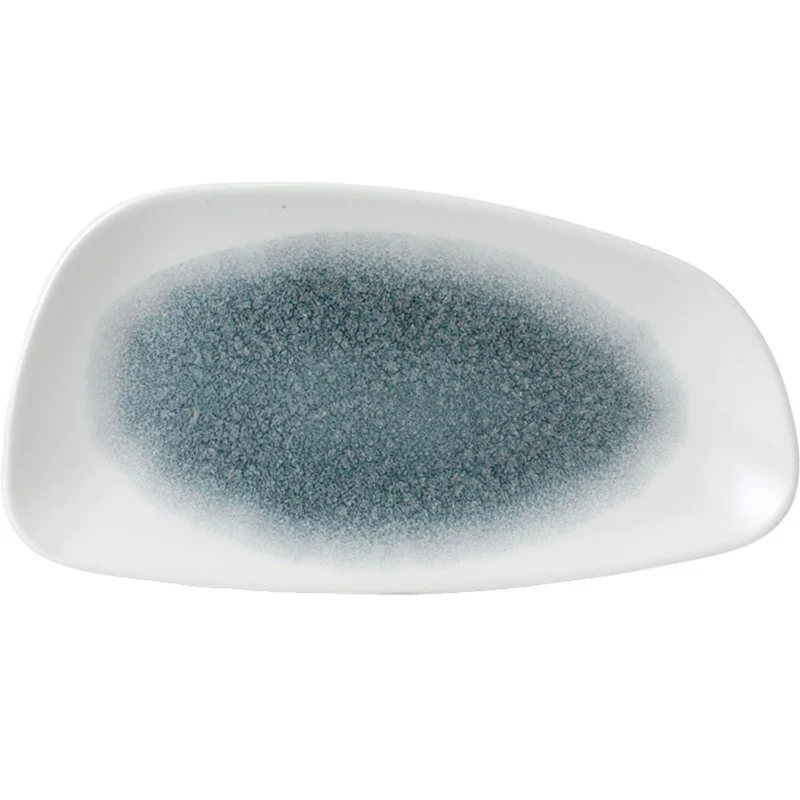 CHURCHILL Raku Topaz Blue lapos tányér, geo, hossza 300 mm, szélessége 155 mm Biztonságos fizetés