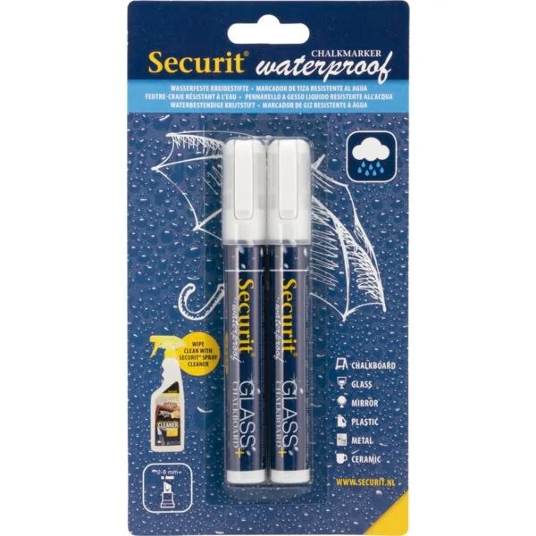 Vízálló krétatoll, Securit, vastagság 2-6 mm, 2 db, fehér Biztonságos fizetés