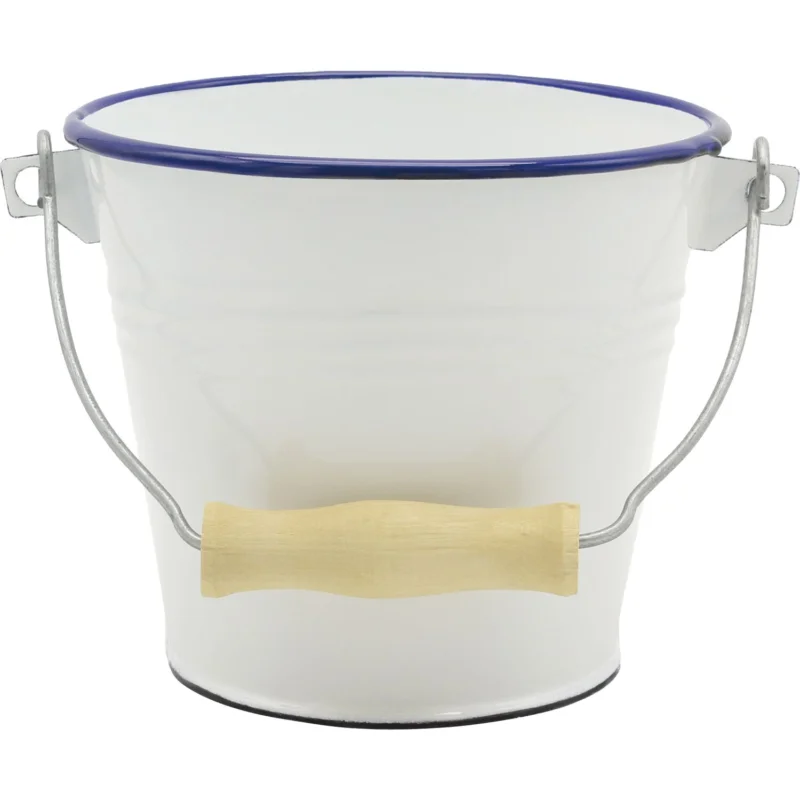 Legkelendőbb Mini zománcozott vödör, 14 cm, fehér/kék