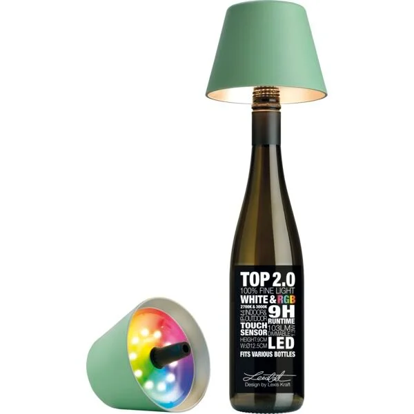 Újdonság LED asztali palacklámpa, Sompex Top 2.0 14 cm, oliva
