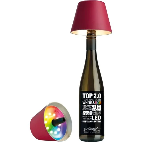 LED asztali palacklámpa, Sompex Top 2.0 14 cm, bordó Árengedmény