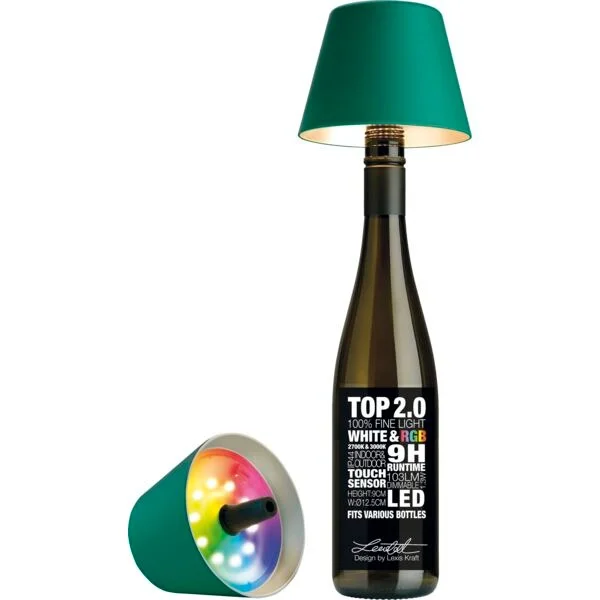 LED asztali palacklámpa, Sompex Top 2.0 14 cm, zöld Utolsó esély