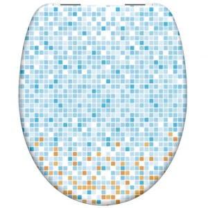 Különleges ajánlat Schütte WC ülőke MOSAIK BLAU-ORANGE Duroplast, Soft Close
