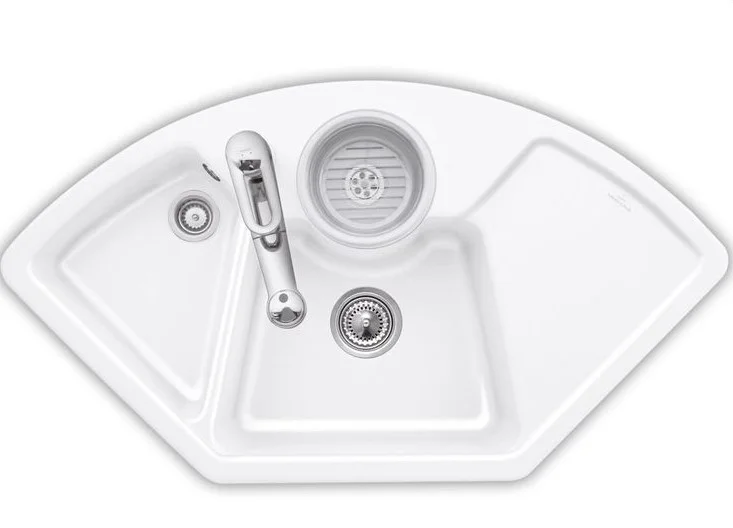 Konyhai mosogató, Villeroy & Boch Solo Corner 1075.20R fehér kerámia Gyors kiszállítás
