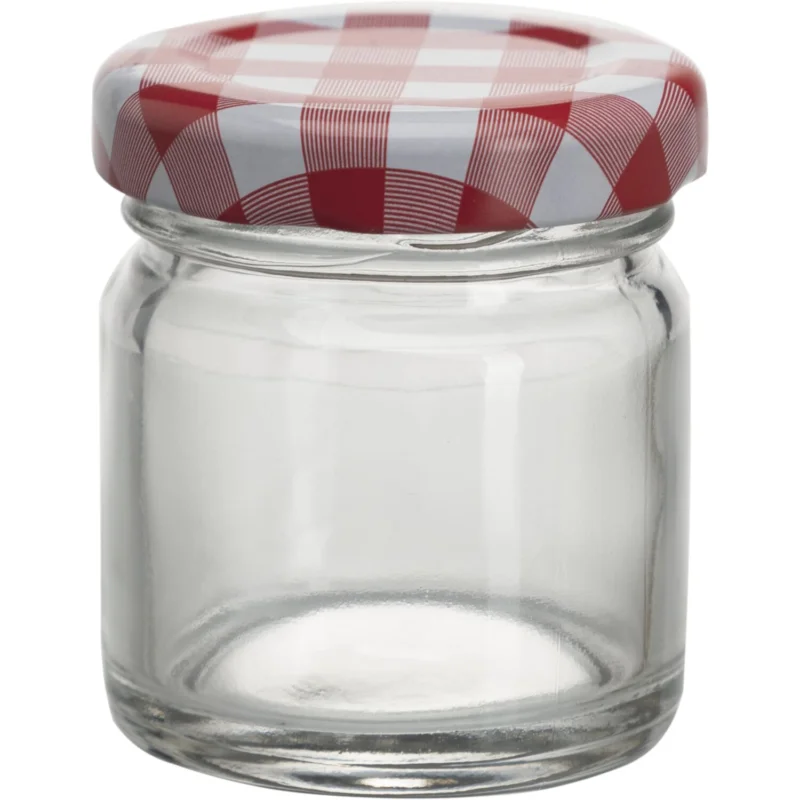 Gastro befőttesüveg 41 ml, csavaros tető kockás mintával, 8 darabos készlet Expressz kézbesítés