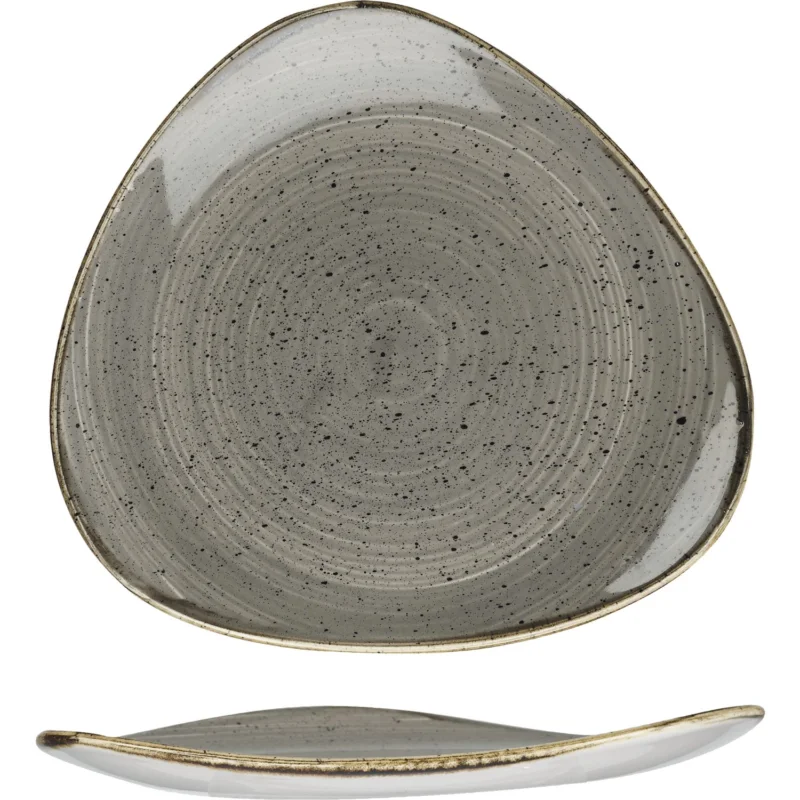 Gyors kiszállítás CHURCHILL Stonecast Peppercorn Grey lapos tányér, háromszög, ø 229 mm
