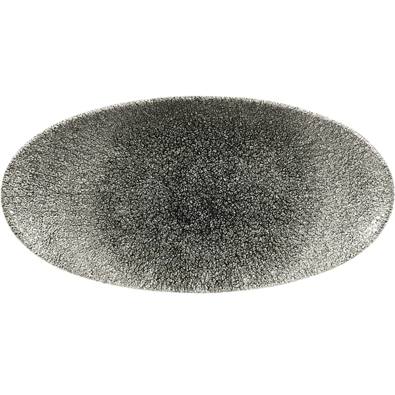 CHURCHILL Raku Quartz Black lapos tányér, ovális, hossza 299 mm Csak ma