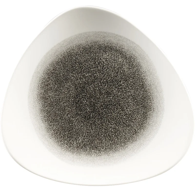 CHURCHILL Raku Quartz Black lapos tányér, háromszög alakú, átmérő 311 mm Akció