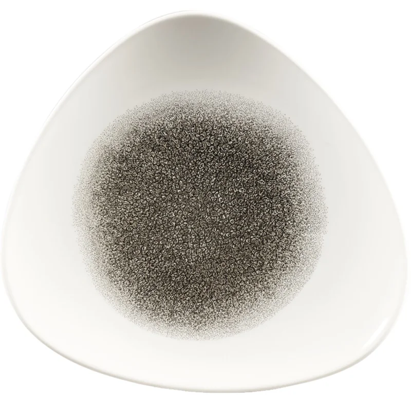Olcsó CHURCHILL Raku Quartz Black lapos tányér, háromszög alakú, átmérő 229 mm