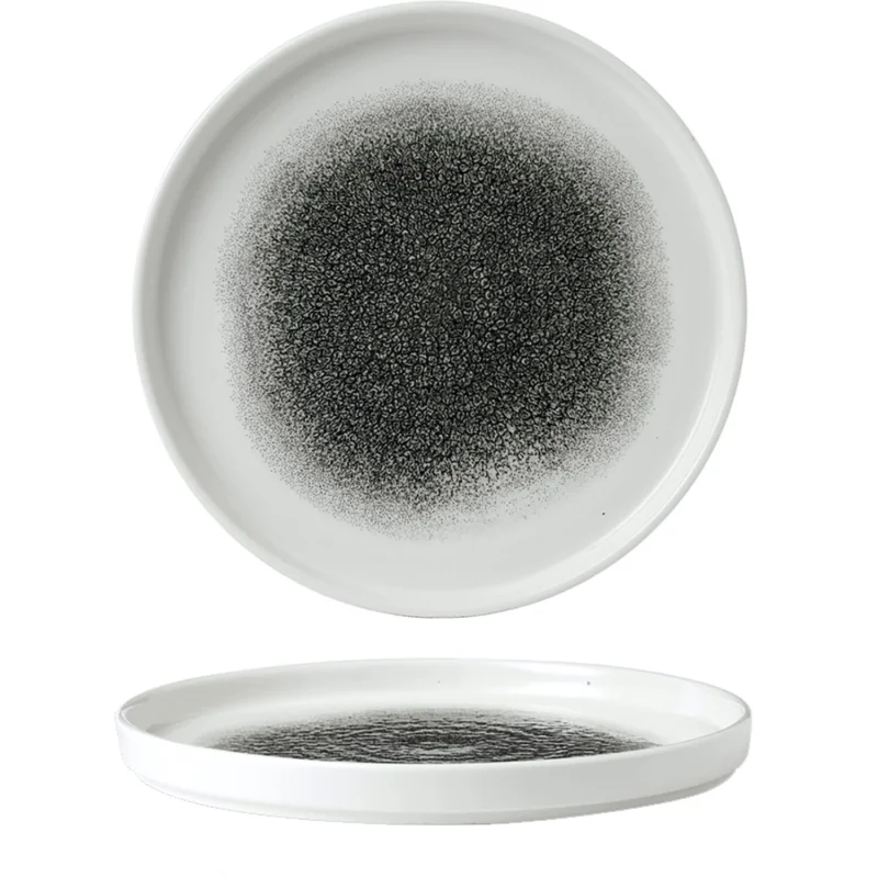 CHURCHILL Raku Quartz Black lapos tányér, emelt peremmel, ø 210 mm Újdonság